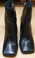 BOTKI SKÓRZANE Z KWADRATOWYM NOSKIEM NOWE