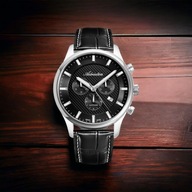 Pasek do zegarka Adriatica 22 mm czarny biała nitka zapięcie motylkowe