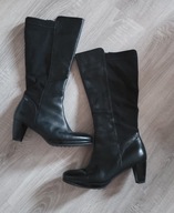 Czarne skórzane kozaki damskie Gore Tex Ara 37,5