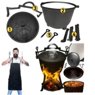 KOCIOŁEK EMALIOWANY ŻELIWNY 8L GARNEK MYŚLIWSKI WĘGIERSKI NA OGNISKO GRILL
