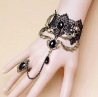 BRANSOLETKA koronkowa skrzydła kamienie rockowa gotycka serca vintage B118