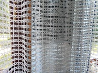 WYSOKA BIAŁA FALBANA FIRANA Z KORONKI SIATKOWEJ wys.260 /szer.215 UNIKATOWA