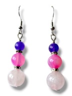 KRAGJ01 Kolczyki kamienie KWARC RÓŻOWY AGAT JADEIT