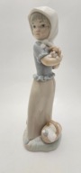 Nao by Lladro Figurka Dziewczynka ze Szczeniakiem i Koszykiem Vintage