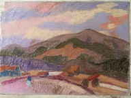 7769) IMPRESJONIZM STARY PASTEL - KRAJOBRAZ