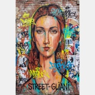 Kobieta portret styl Modigliani graffiti ulica ściana obraz płótno 58x85