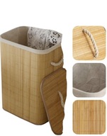 KOSZ BAMBUSOWY NA PRANIE ZABAWKI Z POKRYWĄ POJEMNIK 72L KUFER