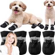 BUTY NA ŁAPY OCHRONNE DLA PSA KOTA UBRANKO OCIEPLANE ZIMOWE CZARNE M