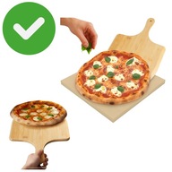 KAMIEŃ DO PIZZY Z ŁOPATKĄ BAMBUSOWĄ RUHHY 38×36 CM ZESTAW 2W1 KORDIERYT
