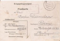 OFLAG II D -GROSS-BORN -obieg 1943 rok do POZNAŃ -karta