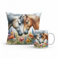 Poduszka i kubek konie