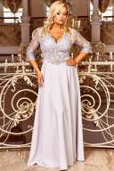 Crystal suknia wieczorowa plus size 46 rękaw 3/4 srebrny