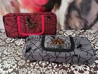 Piórnik saszetka pajęczyny z zawieszką pająkiem 2 kolory bordowy szary