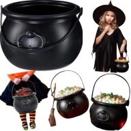 KOCIOL WIEDZMA NA HALLOWEEN KOCIOLEK WIADERKO NA SLODYCZE CZARNY DODATEK