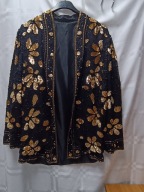 Bluzka-żakiet z cekinami i koralikami JEDWAB rozm 42-44 jak NOWA