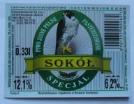 ETYKIETA PIWO JASNE PEŁNE SOKÓŁ SPECJAL BROWAR KONSTANCIN