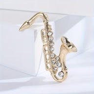 BROSZKA PRZYPINKA SAKSOFON kobieta AGRAFKA ŁEZKA CYRKONIA MUZYKA