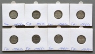 PRL 5 GROSZY 1958-1970 W HOLDERACH ZESTAW 8 SZT.