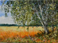 W polach" obraz olejny na płótnie 30x40cm , oryginał Garncarek Al,,,