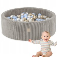 SUCHY BASEN PIANKOWY Z PIŁKAMI 200 SZT 90X30 BEŻOWY SZTRUKS MISIOO