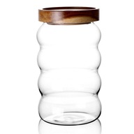 Szklany pojemnik 700 ml z pokrywką z drewna akacjowego słoik na kawę