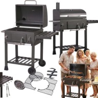 GRILL WĘGLOWY OGRODOWY DUŻY ŻELIWNY RUSZT TURYSTYCZNY KOMIN TERMOMETR XXL