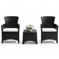 Meble ogrodowe zestaw 3w1 antracyt rattan stolik 2 fotele balkon ogród