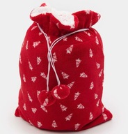 Koc świąteczny Sherpa kożuszek czerwony w choinki 130x160