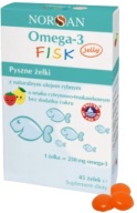 Norsan Omega-3 Fisk Jelly dla dzieci 45 żelek smak cytrynowo - truskawkowy