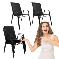 4x KRZESŁO OGRODOWE METALOWE CZARNE NA BALKON TARAS WYGODNE KOMPLET ZESTAW