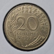 *FRANCJA [0112]*20 centymów CENTIMES 1992 Piąta Republika, Marianna Rośliny
