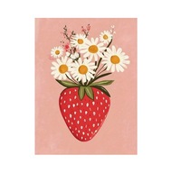 "Truskawkowy Bukiet" - Minimalistyczny Plakat Wiosenny