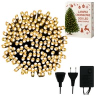 LAMPKI CHOINKOWE 300 LED BIAŁE CIEPŁE ŚWIĄTECZNE ŚWIATEŁKA NA CHOINKĘ WEW