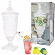 SREBRNY DZBANEK KARAFKA SZKLANY DOZOWNIK DYSTRYBUTOR DO NAPOJÓW LEMONIADY