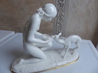 Hutschenreuther Kunstabteilung " proj. C.Werner Akt Kobieta z sarną