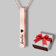 Podłużny naszyjnik (wisiorek 3D) - grawer gratis - napis - prezent