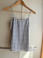 36 34 River Island top w stylu bieliźnianym biało czarna kratka