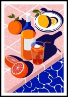 A2 PLAKAT DO KUCHNI JADALNI RESTAURACJI GREJPFRUT CYTRYNY POMARAŃCZA RÓŻ