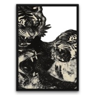 Plakat z ramą 50x70cm Furia w Kłach tygrys dzikość siła drapieżnik natura