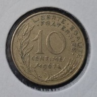 *FRANCJA [0113]*10 centymów CENTIMES 1967 Piąta Republika, Marianna Rośliny
