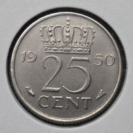 *HOLANDIA [0037]*25 centów 1950 Juliana (królowa Holandii), Korona 25 CENT