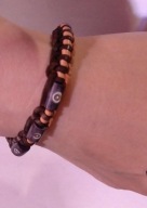 Bransoletka brązowa beżowa skórzana