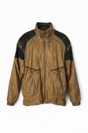 Vintage brązowa skórzana kurtka bomber oversize lata 80/90 etno unikat