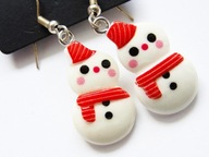 Nowe śliczne kolczyki świąteczne święta rękodzieło bałwanek