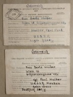1947 ZSRR Karta jeńca wojennego po jednej osobie Czerwony Krzyż obóz 7260