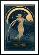 A2 GRANATOWY PLAKAT ZNAK ZODIAKU WODNIK KOSMOS GALAKTYKA DO DOMU NA PREZENT