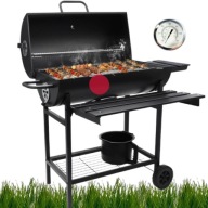 DUŻY GRILL OGRODOWY WĘGLOWY Z POKRYWĄ TERMOMETR POPIELNIK