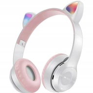 SŁUCHAWKI DLA DZIECI KOCIE USZY BEZPRZEWODOWE RGB BLUETOOTH 18H MIKROFON