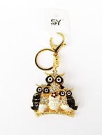 Brelok do torebki kluczy metalowy rodzinka sowy czarne skrzydła prezent