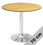 OKRĄGŁY STÓŁ LUGANO| Drewniany blat| Chromowana noga 70cm